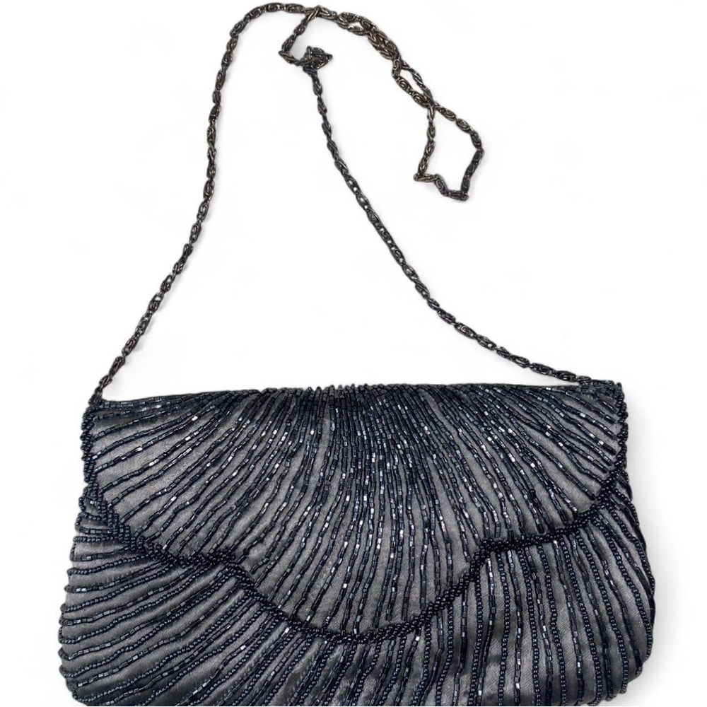 Vintage Magid Silver Beaded Clutch